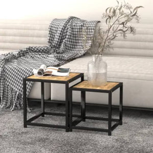Beistelltische 2er Set Schwarz Gelb