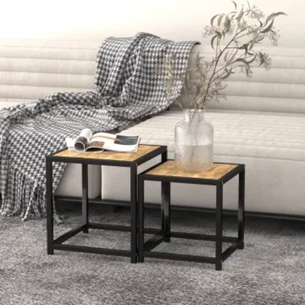 Beistelltische 2er Set Schwarz Gelb