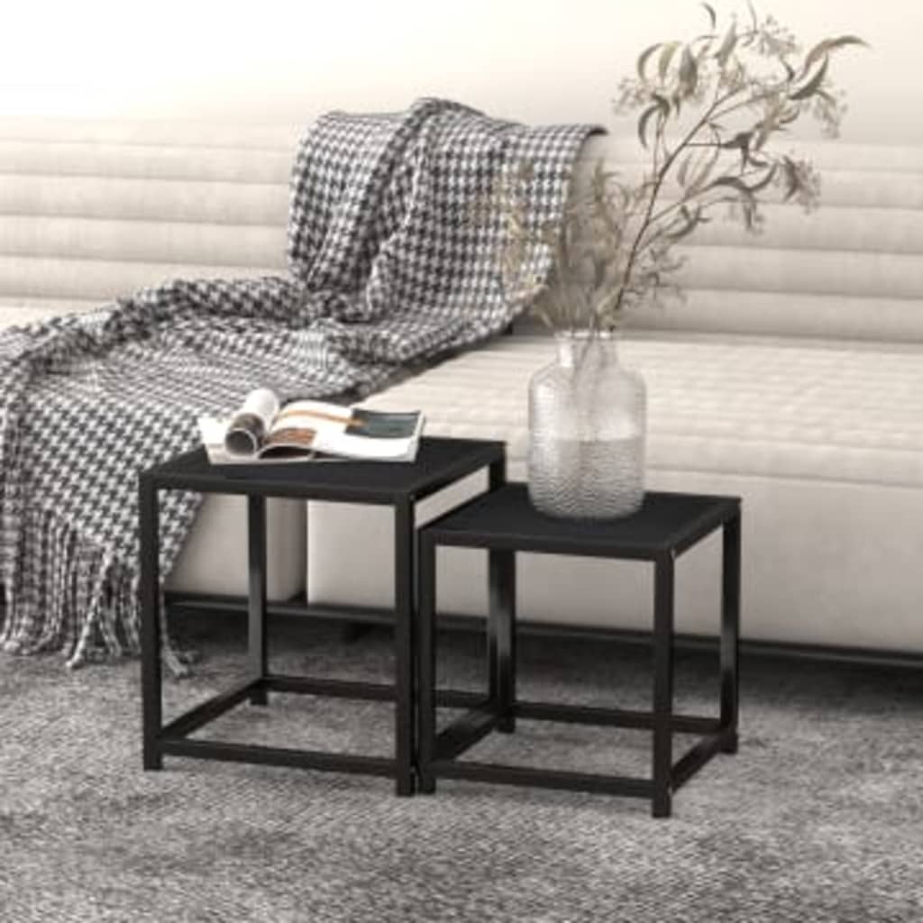 Schwarze Beistelltische 2er Set MDF