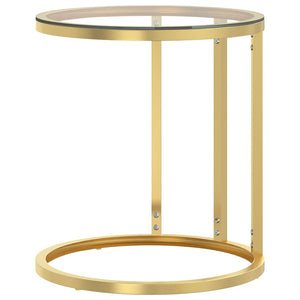 Goldener Beistelltisch mit Hartglas, 45 cm