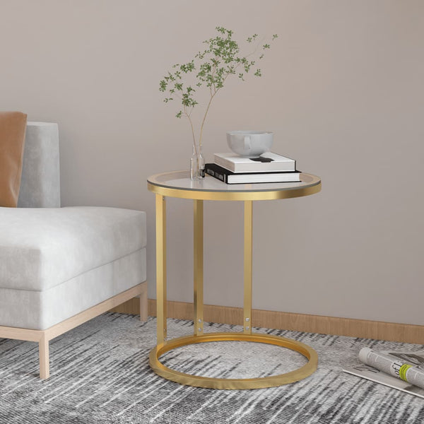 Goldener Beistelltisch mit Hartglas, 45 cm