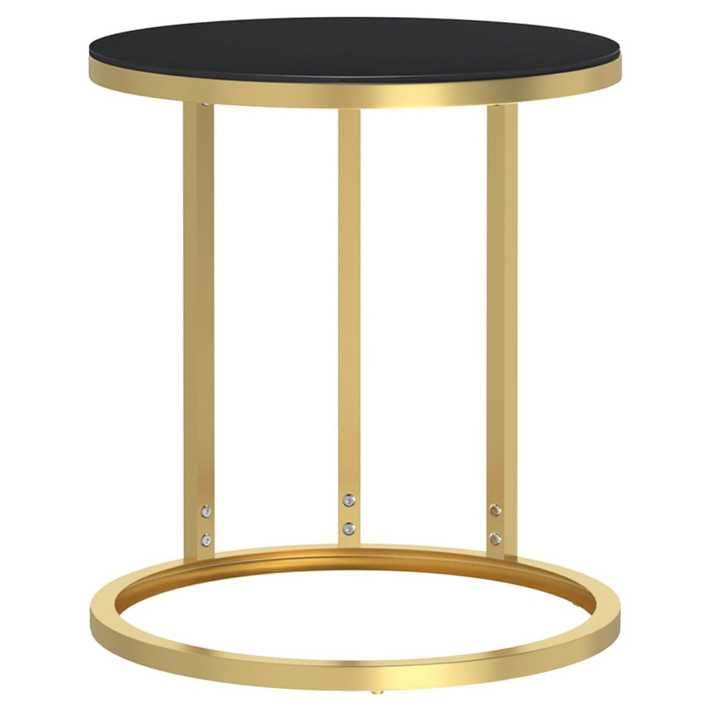 Beistelltisch Golden Schwarz Hartglas 45cm