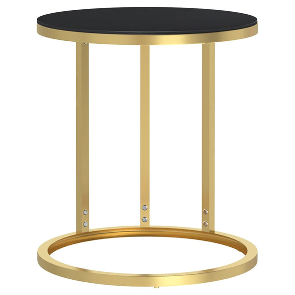 Beistelltisch Golden Schwarz Hartglas 45cm