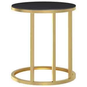Beistelltisch Golden Schwarz Hartglas 45cm