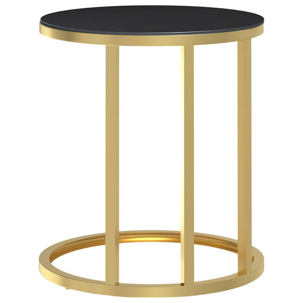 Beistelltisch Golden Schwarz Hartglas 45cm