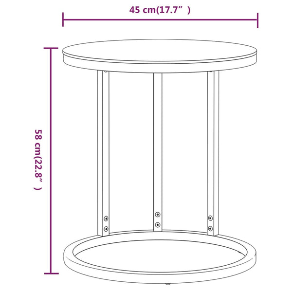 Beistelltisch Golden Schwarz Hartglas 45cm