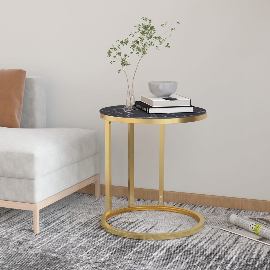 Goldener Beistelltisch mit Marmor-Optik