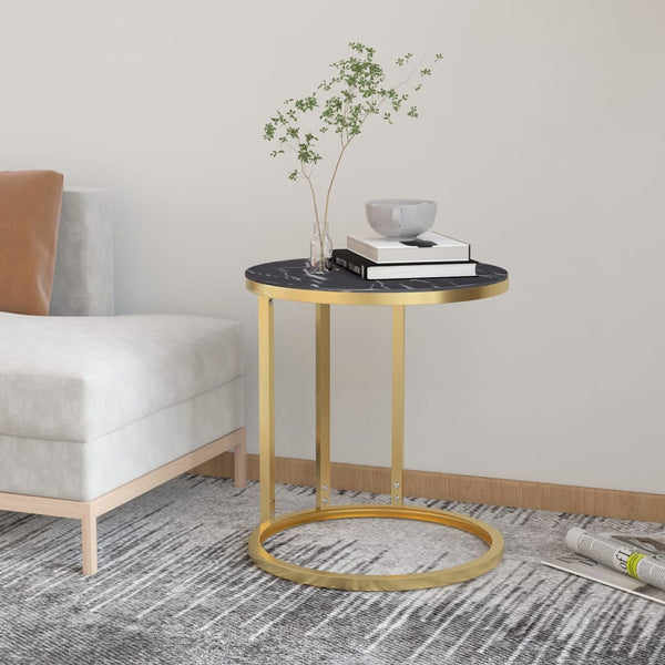 Goldener Beistelltisch mit Marmor-Optik