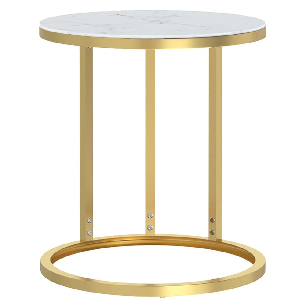 Goldener Beistelltisch mit Marmor-Optik