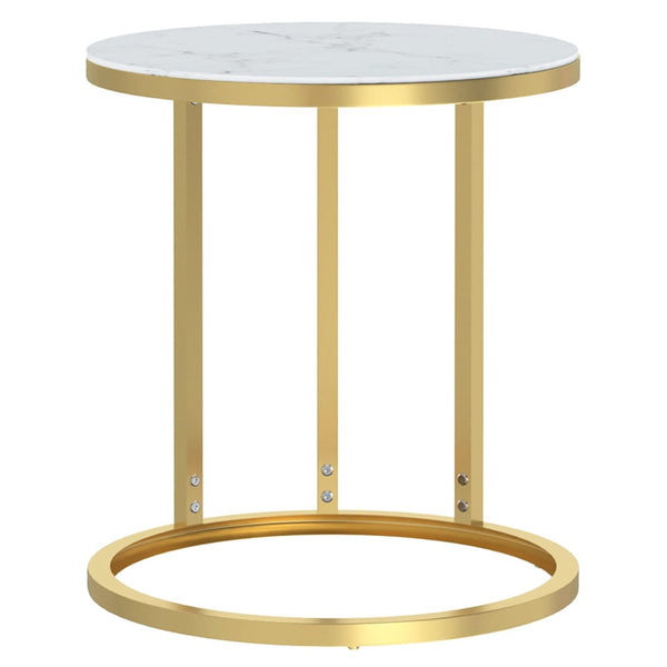 Goldener Beistelltisch mit Marmor-Optik