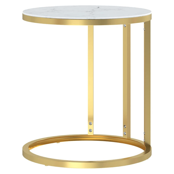 Goldener Beistelltisch mit Marmor-Optik