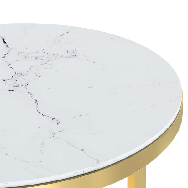 Goldener Beistelltisch mit Marmor-Optik