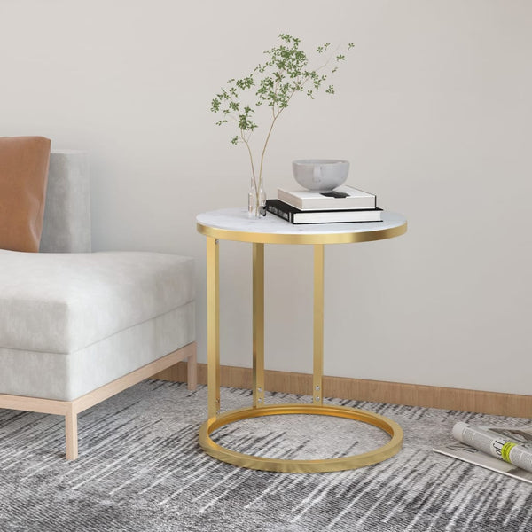 Goldener Beistelltisch mit Marmor-Optik