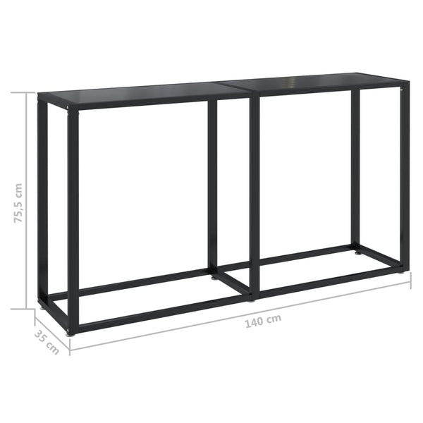 Schwarzer Konsolentisch mit Hartglas, 140 cm