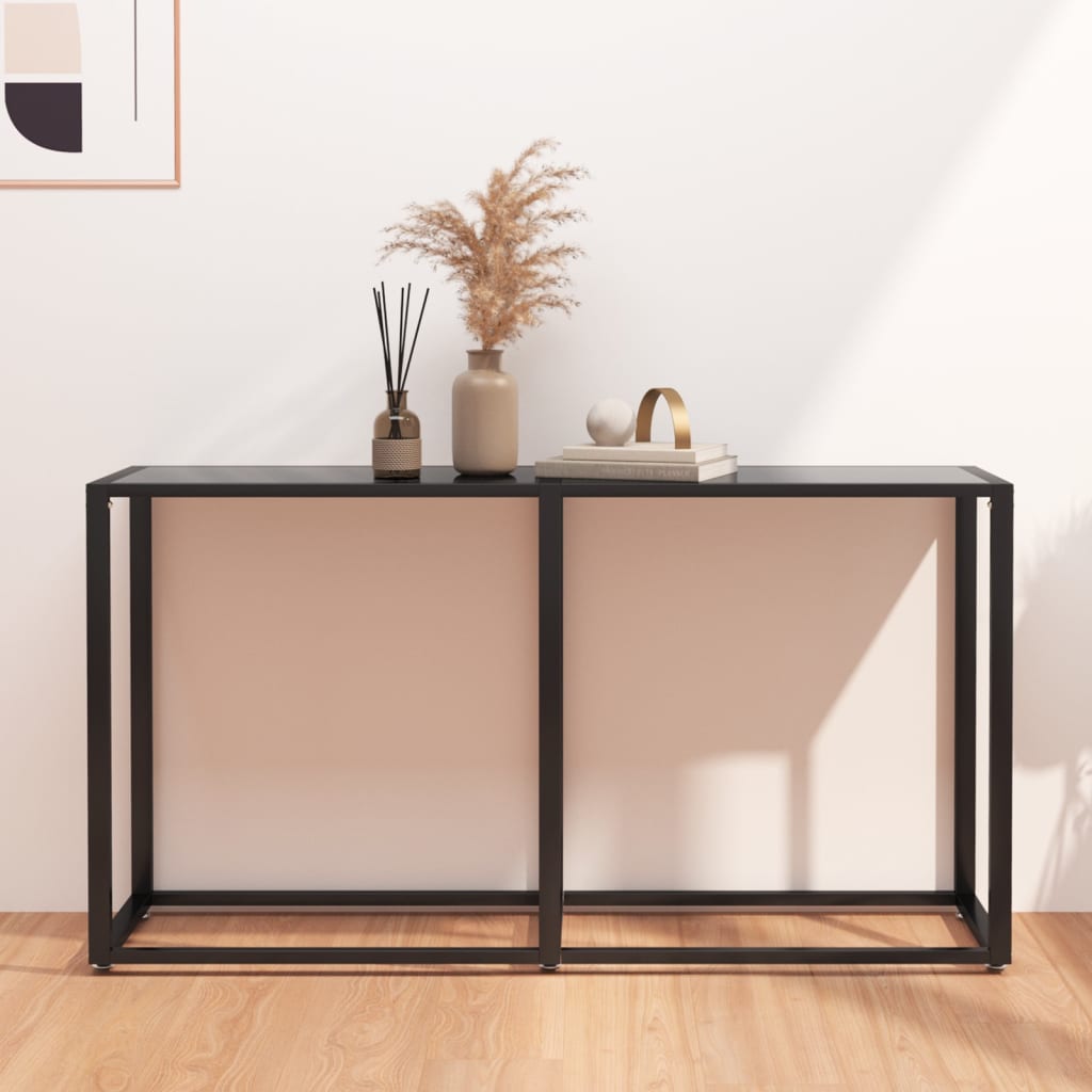 Schwarzer Konsolentisch mit Hartglas, 140 cm