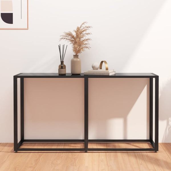 Schwarzer Konsolentisch mit Hartglas, 140 cm
