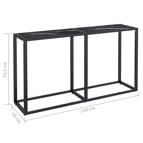 Schwarzer Konsolentisch Marmor-Optik, 140 cm