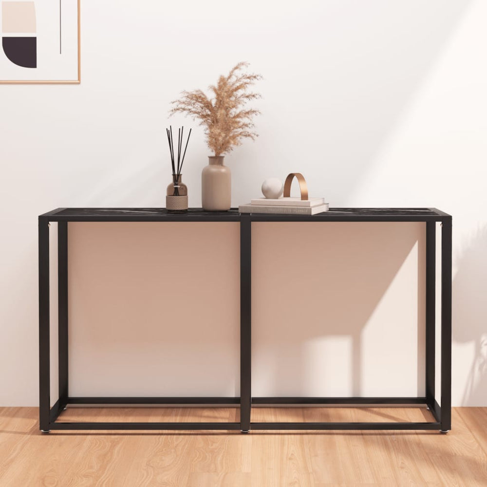 Schwarzer Konsolentisch Marmor-Optik, 140 cm