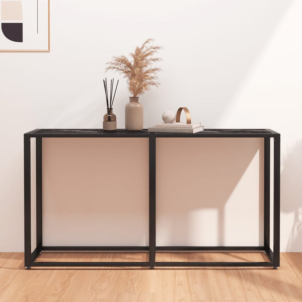 Schwarzer Konsolentisch Marmor-Optik, 140 cm