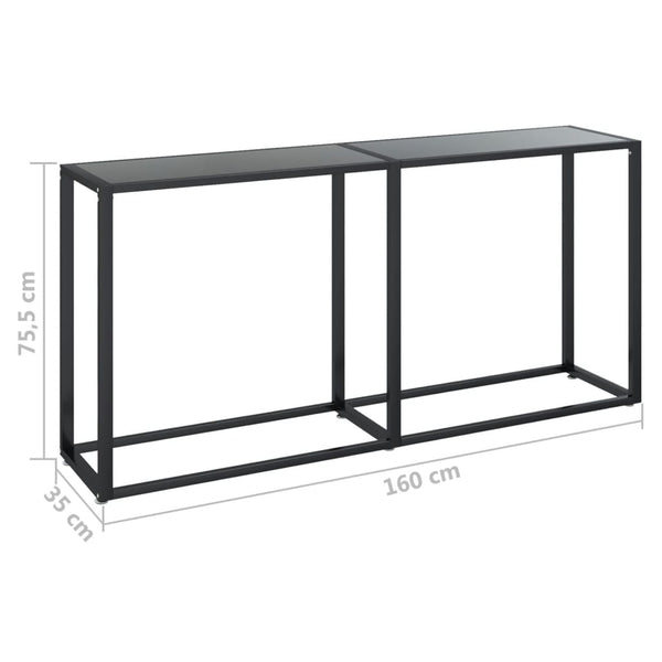 Schwarzer Konsolentisch aus Glas, 160 cm