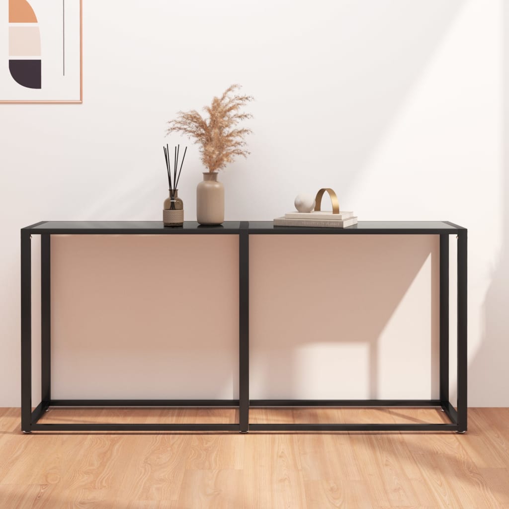 Schwarzer Konsolentisch aus Glas, 160 cm