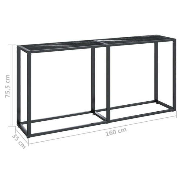 Schwarzer Konsolentisch Marmor-Optik, 160 cm