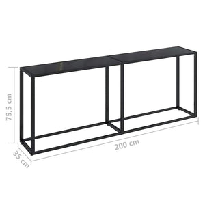 Schwarzer Konsolentisch aus Glas, 200 cm