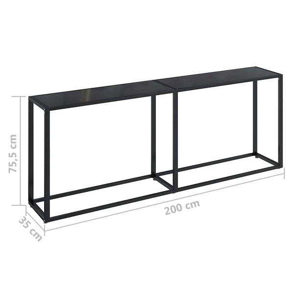 Schwarzer Konsolentisch aus Glas, 200 cm
