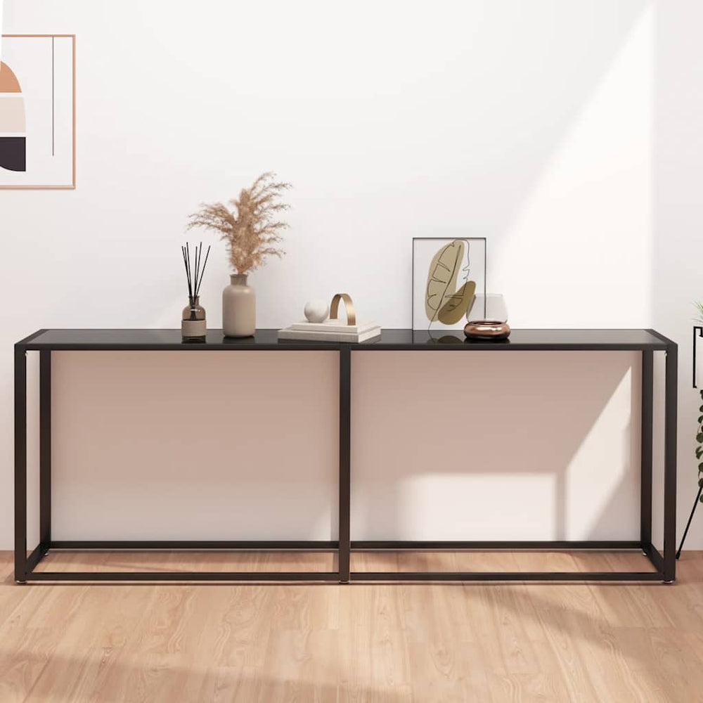 Schwarzer Konsolentisch aus Glas, 200 cm