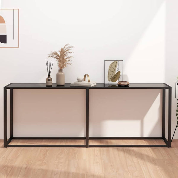 Schwarzer Konsolentisch aus Glas, 200 cm