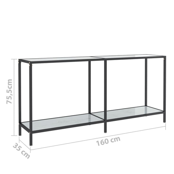 Weißer Konsolentisch aus Hartglas, 160 cm