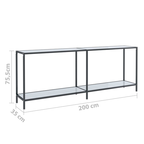 Weißer Konsolentisch Hartglas, 200 cm