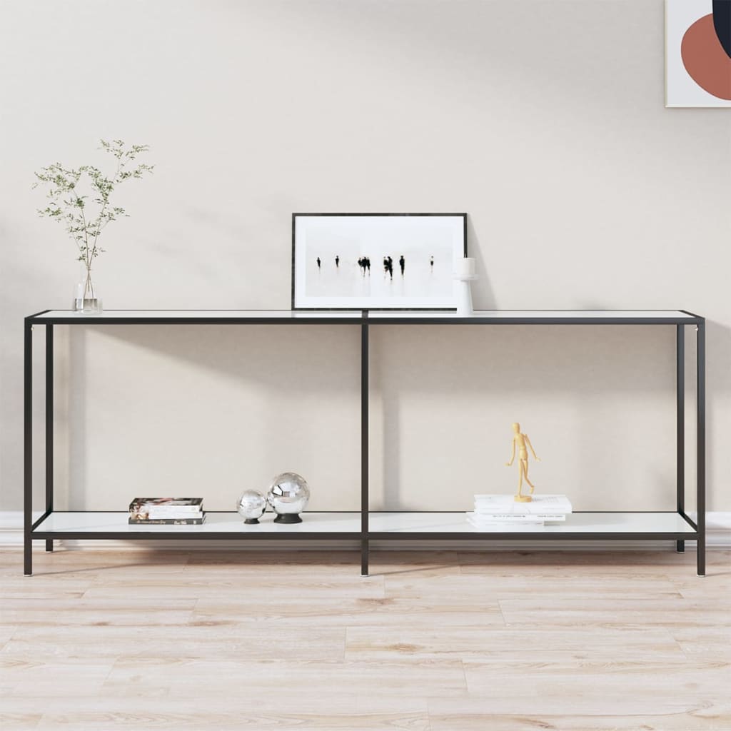 Weißer Konsolentisch Hartglas, 200 cm