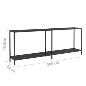 Schwarzer Konsolentisch aus Glas, 220 cm