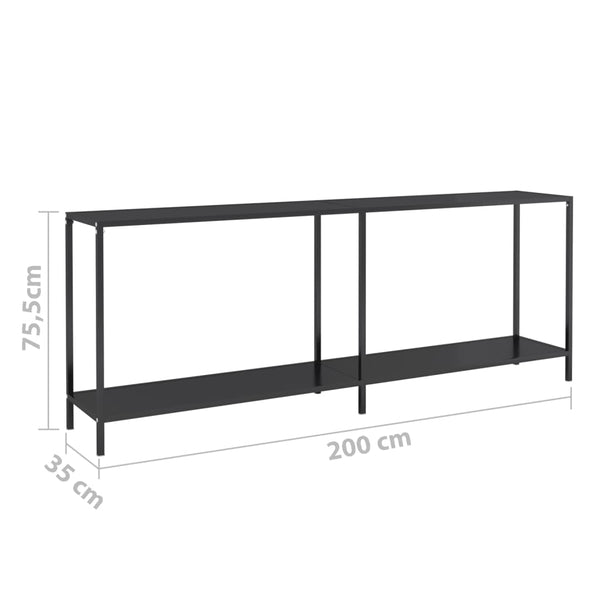 Schwarzer Konsolentisch aus Glas, 220 cm