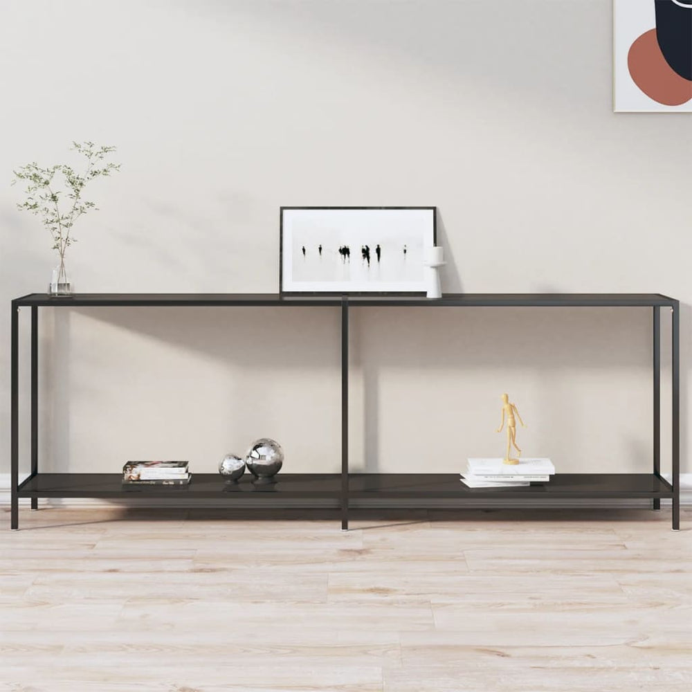 Schwarzer Konsolentisch aus Glas, 220 cm