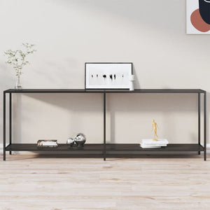 Schwarzer Konsolentisch aus Glas, 220 cm