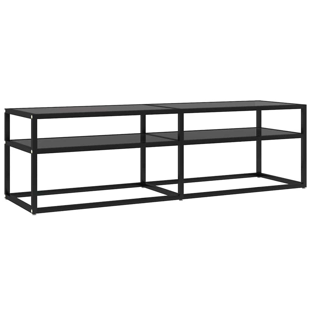 Schwarzer TV-Schrank mit Hartglas, 140 cm