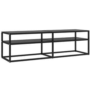 Schwarzer TV-Schrank mit Hartglas, 140 cm