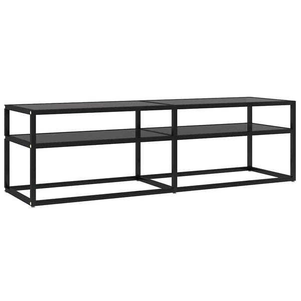 Schwarzer TV-Schrank mit Hartglas, 140 cm