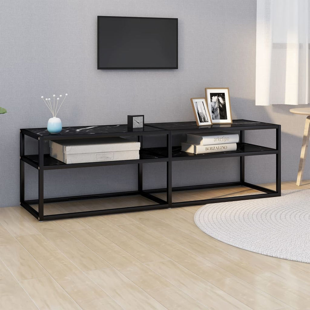 TV-Schrank Schwarz Marmor Optik 140cm