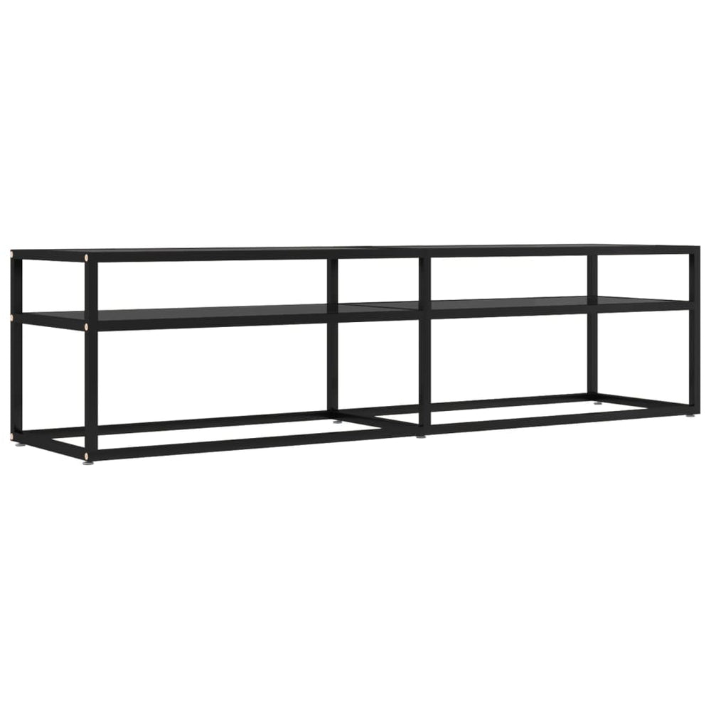 Schwarzer TV-Schrank mit Hartglas, 160 cm