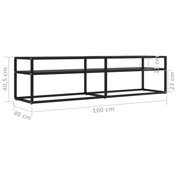 Schwarzer TV-Schrank mit Hartglas, 160 cm