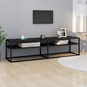 TV-Schrank Schwarz Marmor-Optik 160 cm