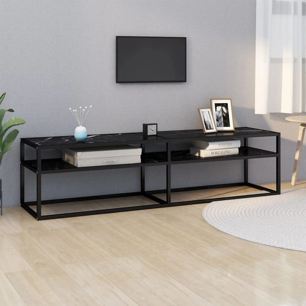 TV-Schrank Schwarz Marmor-Optik 160 cm
