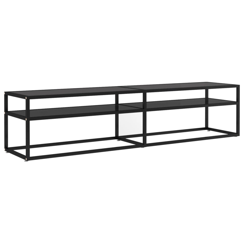 Schwarzer TV-Schrank mit Hartglas, 180 cm