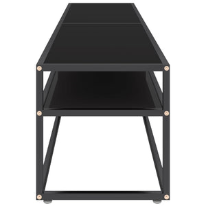 Schwarzer TV-Schrank mit Hartglas, 180 cm