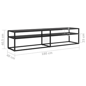 Schwarzer TV-Schrank mit Hartglas, 180 cm
