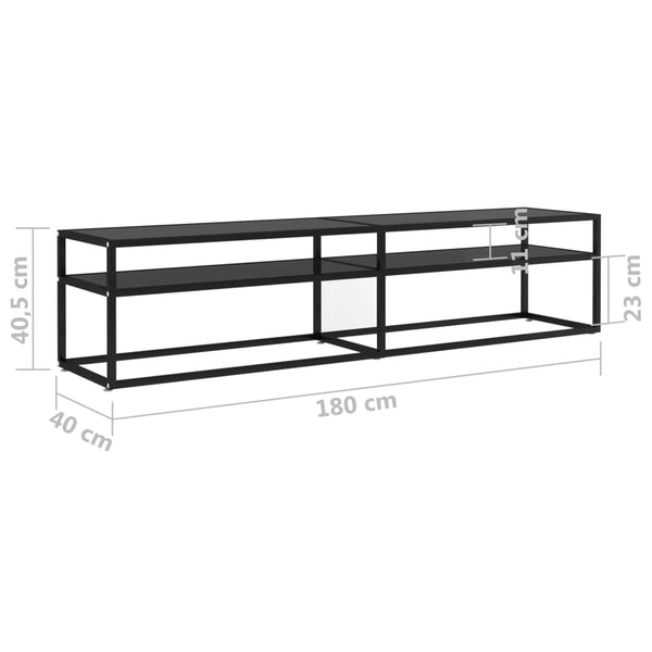 Schwarzer TV-Schrank mit Hartglas, 180 cm
