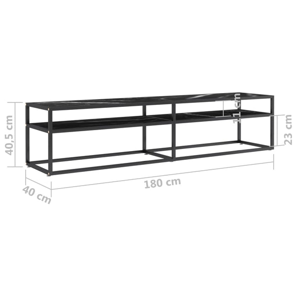 TV-Schrank Schwarz Marmor-Optik 180 cm